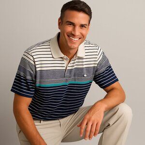 Vintage Barnaby Striped Polo Shirt – Preppy Retro Old Money Tennis Aesthetic M